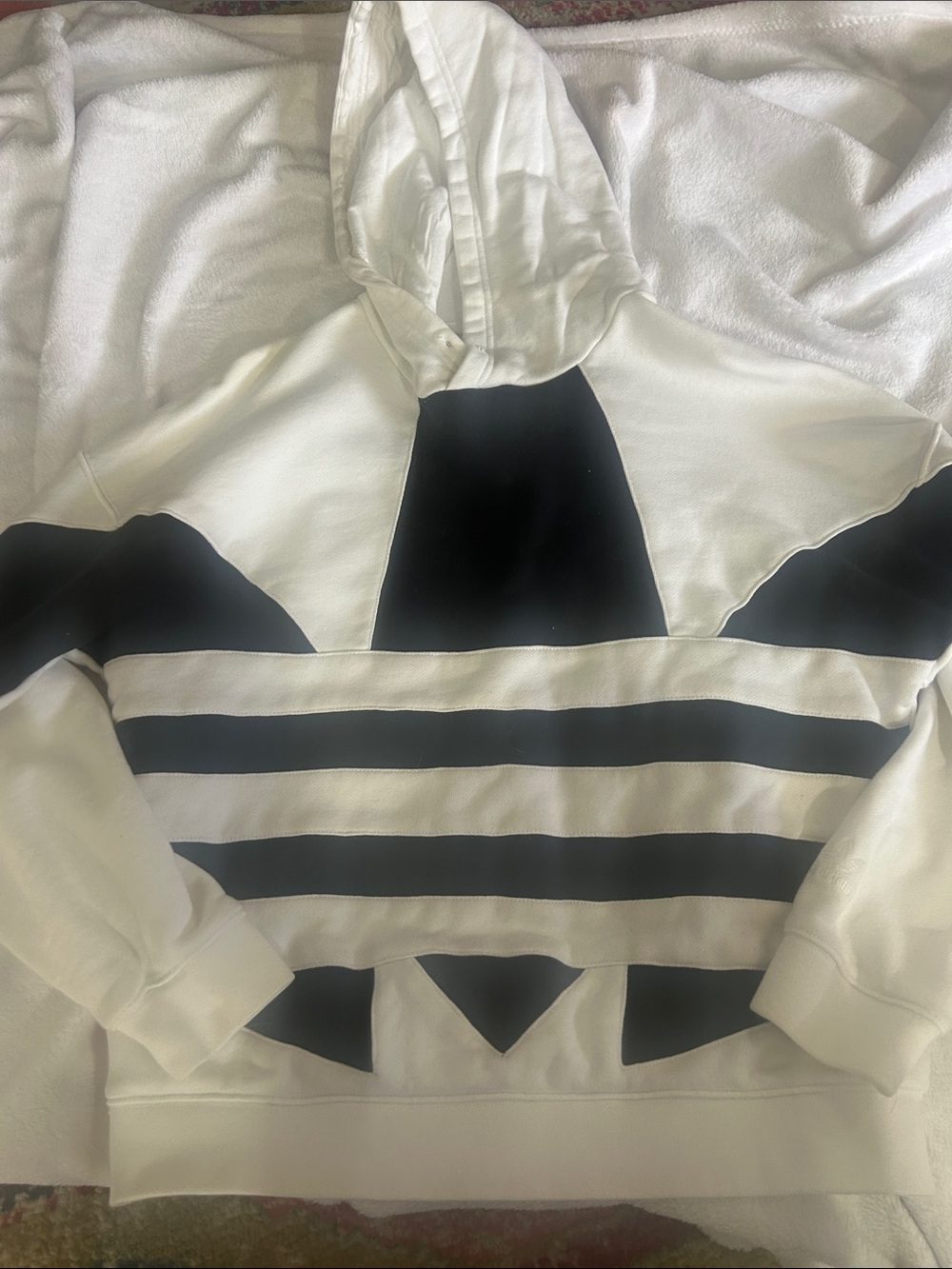 adidas White and Black Trefoil Hoodie